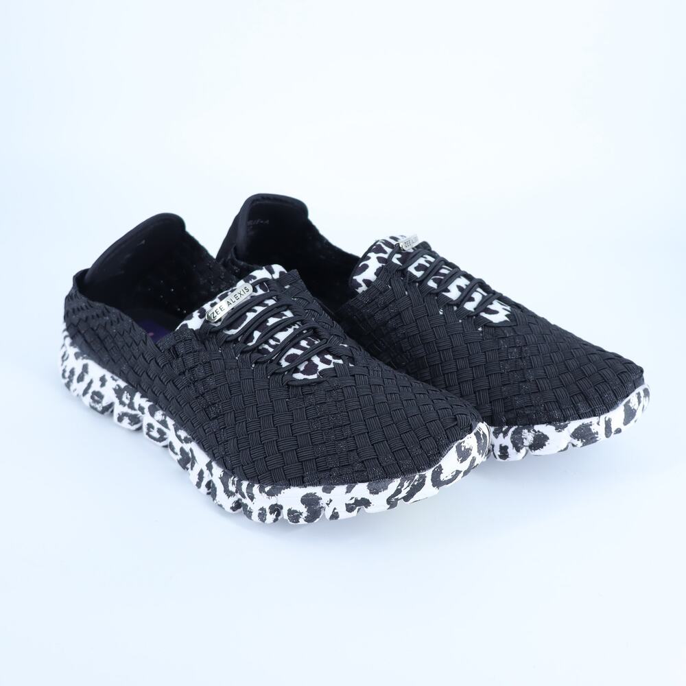 Zee Alexis Danielle Woven Sneakers Snow Leopard NIB Stretch Slip On Women's 10